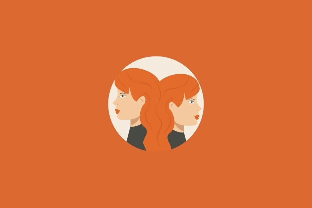 Horóscopo do dia: previsão para os 12 signos em 06/06/2025 57 Ilustração de duas mulheres de costas uma para outra em um fundo laranja