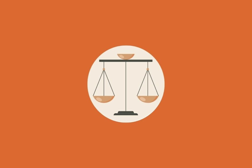 Horóscopo do dia: previsão para os 12 signos em 06/06/2025 61 Ilustração de uma balança em um fundo laranja