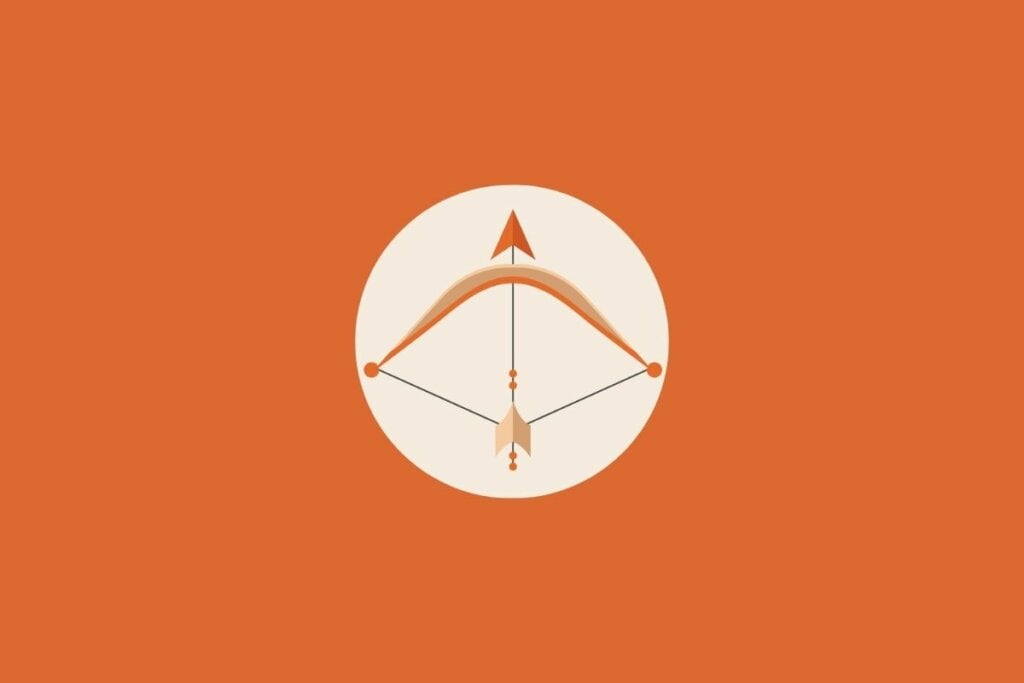Horóscopo do dia: previsão para os 12 signos em 06/06/2025 63 Ilustração de um arco e flecha em um fundo laranja